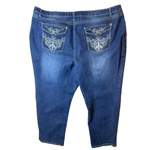 Cato Premium Bling Flap Pocket Dark Denim Jeans 26W Plus Pearl Button Western